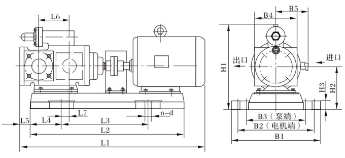  3G42×4三螺杆泵外形及安裝尺寸 